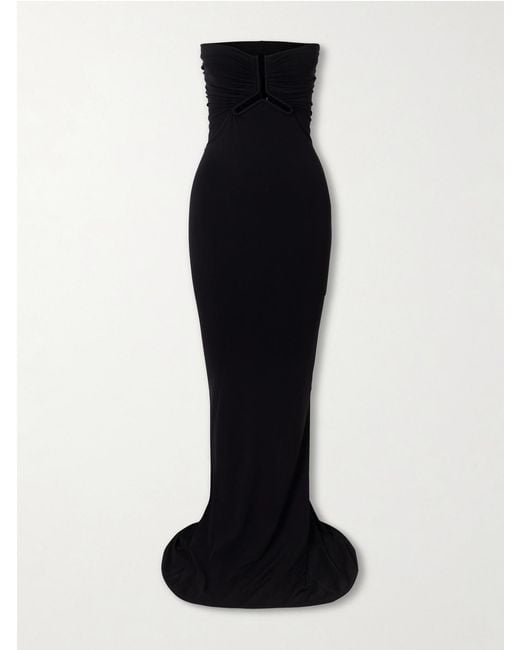 Rick Owens Black Allanah Strapless Draped Jersey Maxi Dress