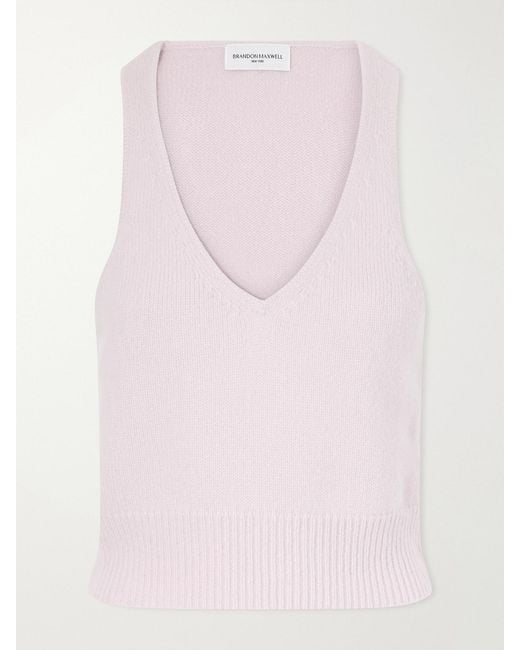Brandon Maxwell Pink The Reese Silk And Cashmere-Blend Tank