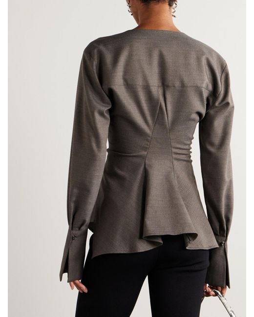 LIBEROWE Gray Lavinia Woven Peplum Blouse