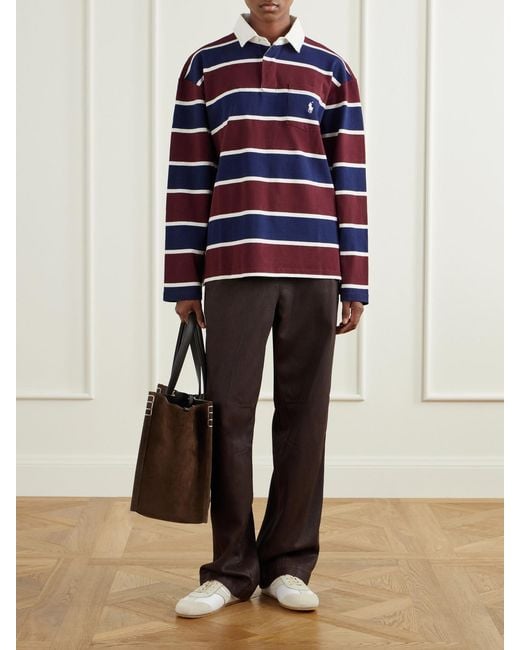 Polo Ralph Lauren Blue Logo-Embroidered Striped Cotton-Corduroy Polo Shirt