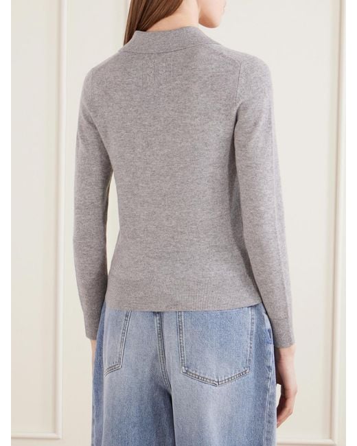 Nili Lotan Gray Prescott Cashmere Polo Shirt