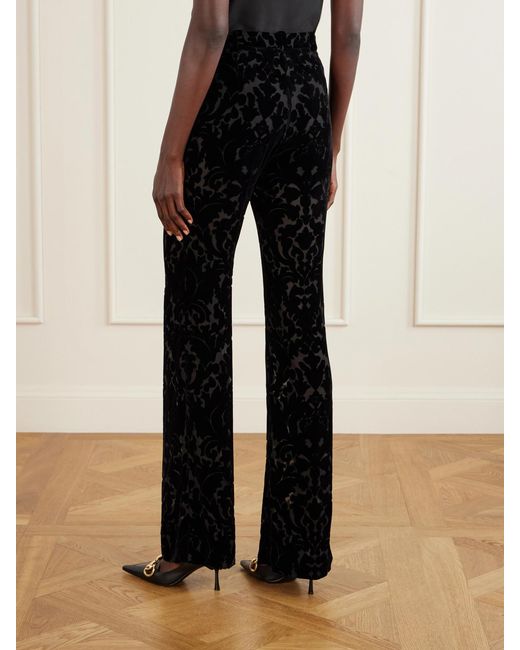 Gucci Black Devoré-Velvet Flared Pants
