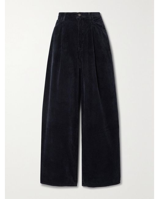 Goldsign Blue The Atticus Cotton-Corduroy Wide-Leg Pants