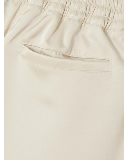 Leset Natural Barb Pleated Satin Straight-Leg Pants