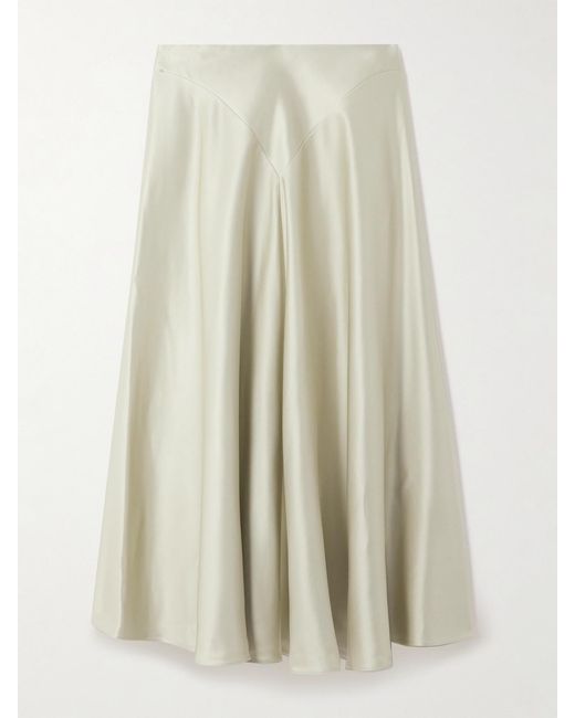 Altuzarra Natural Ames Pleated Satin Maxi Skirt