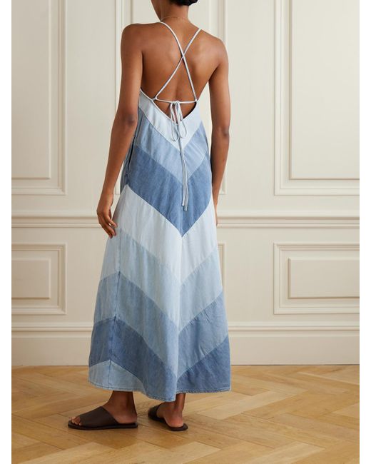Zimmermann Tallow Paneled Denim Maxi Dress in Blue | Lyst