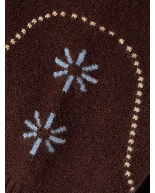 Calle Del Mar Brown Intarsia-Knit Cashmere Wide-Leg Pants