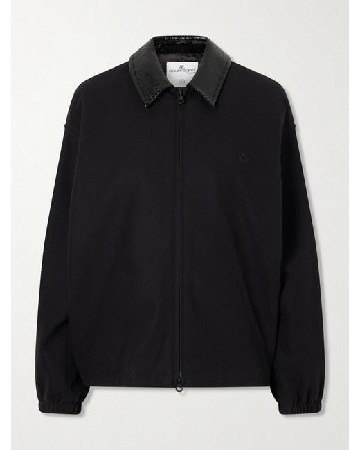 Courreges Black Logo-Embroidered Cotton Canvas Bomber Jacket