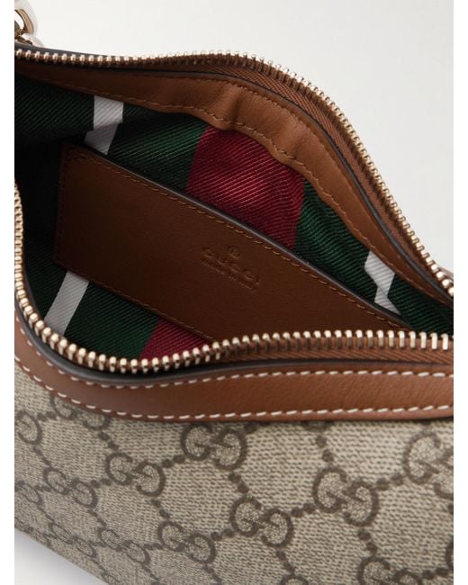 Gucci Gray Gg Emblem Leather-Trimmed Printed Coated-Canvas Shoulder Bag