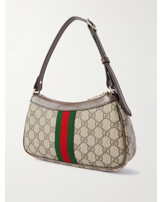 Gucci Metallic Ophidia Small Leather-Trimmed Printed Coated-Canvas Shoulder Bag