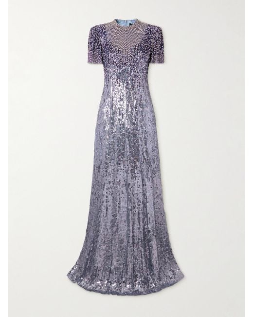 Robe Du Soir En Tulle À Ornements Jourdain Jenny Packham en coloris Purple