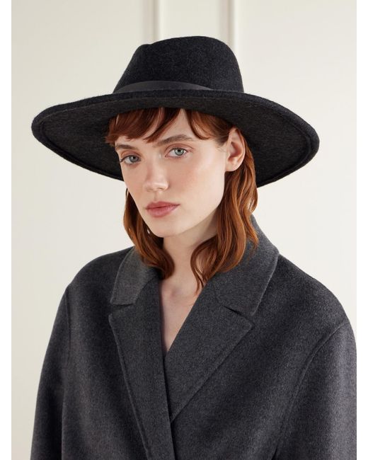 Gigi Burris Millinery Black Jeanne Satin-Trimmed Wool And Cotton-Blend Felt Hat