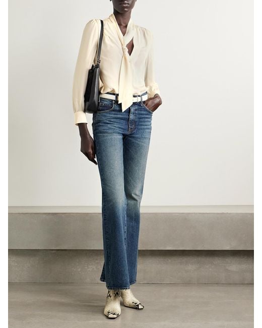 Nili Lotan Natural Colt Pussy-Bow Silk Crepe De Chine Blouse