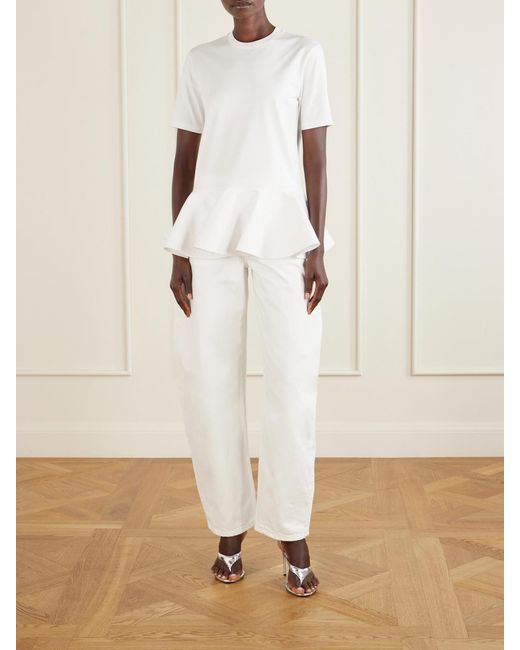 Alaïa White Peplum Cotton-Jersey T-Shirt
