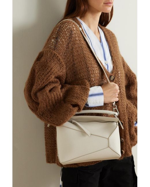 Loewe Puzzle Edge Small Textured leather Shoulder Bag in Natural