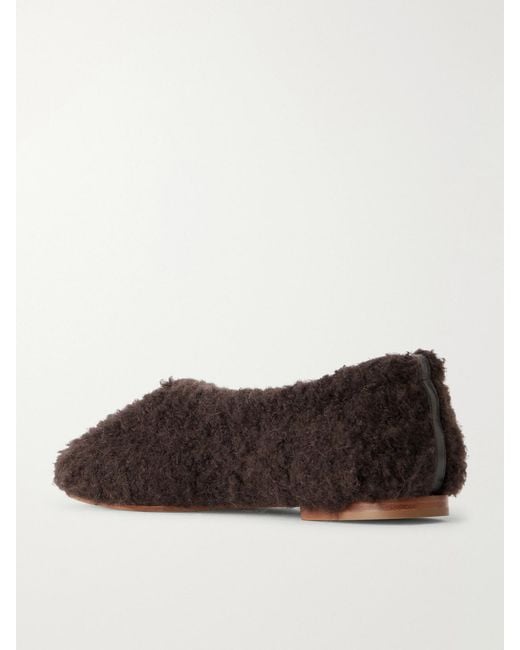 Gabriela Hearst Brown Emperor Leather-Trimmed Plush Ballet Flats
