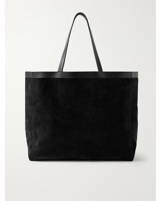 Nili Lotan Black Loren Leather-Trimmed Suede Tote