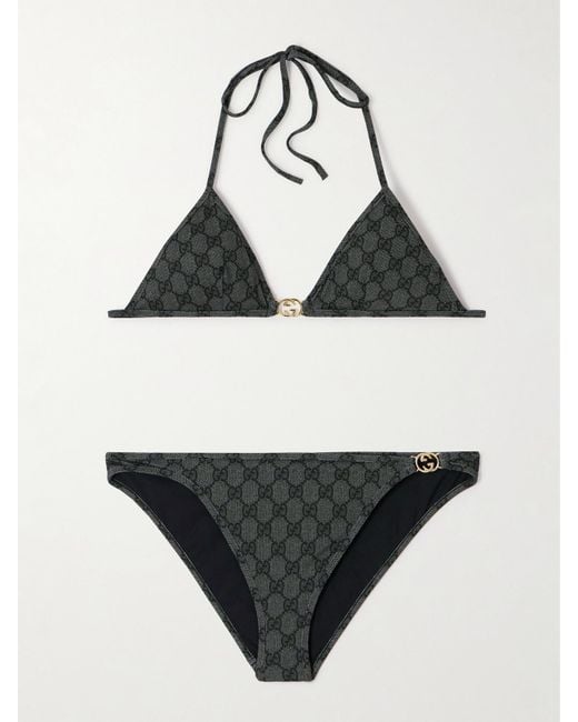 Gucci Black Printed Gg Stretch Jersey Bikini
