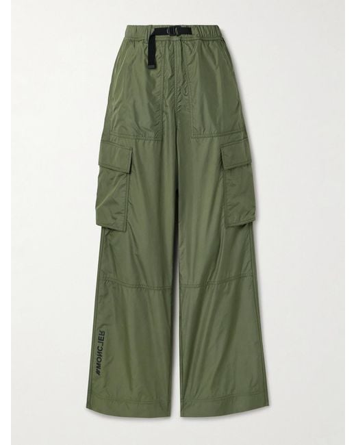 Moncler Green Belted Ripstop Cargo Pants