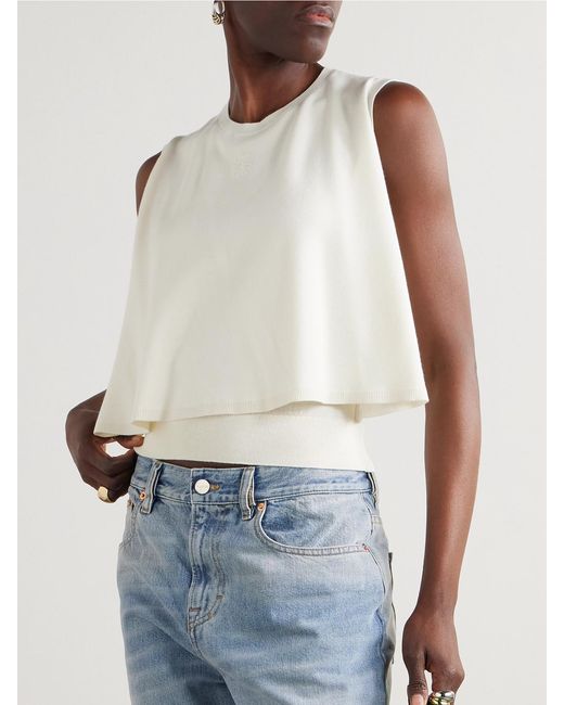 Loewe White Layered Wool-Jersey Top