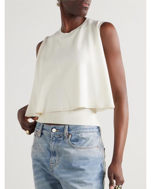 Loewe White Mehrlagiges Oberteil Aus Woll-Jersey