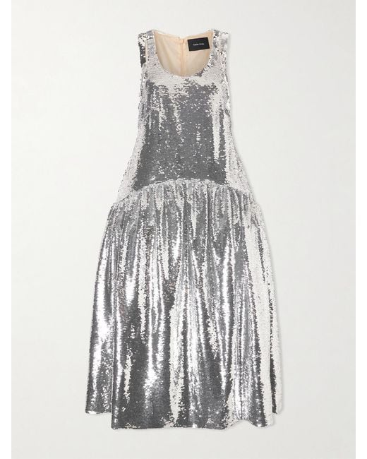 Simone Rocha White Sequined Satin Gown