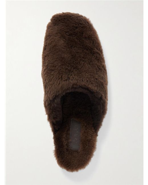 Aeyde Brown Rega Shearling Slip-Ons
