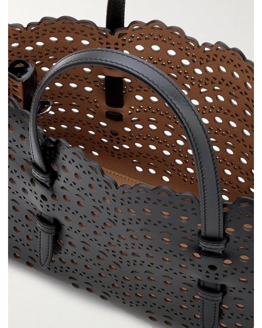 Alaïa Black Mena 25 E/W Medium Laser-Cut Leather Tote