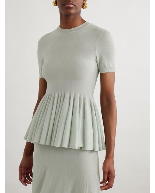 Alaïa Gray Wool Peplum Top