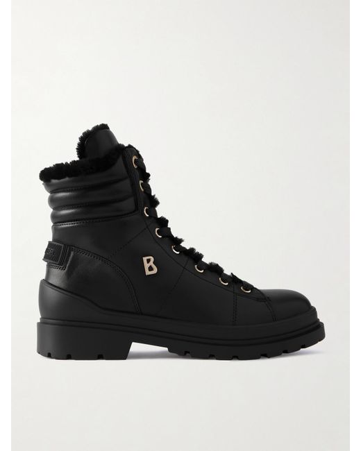 Bogner Black St. Moritz Schnürstiefel Aus Leder Mit Shearling-Futter Und Verzierung