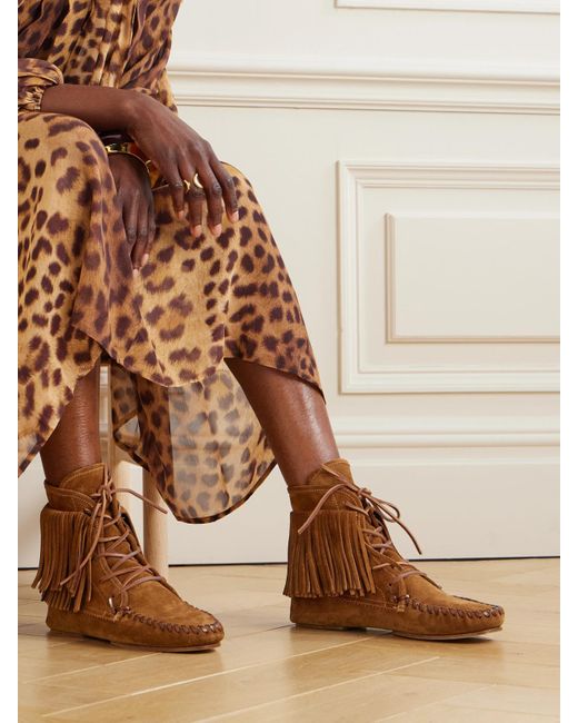 Paris Texas Brown Indiana Fringed Suede Ankle Boots