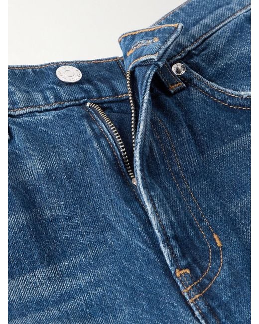 Veronica Beard Blue Dylan Distressed High-Rise Straight-Leg Jeans