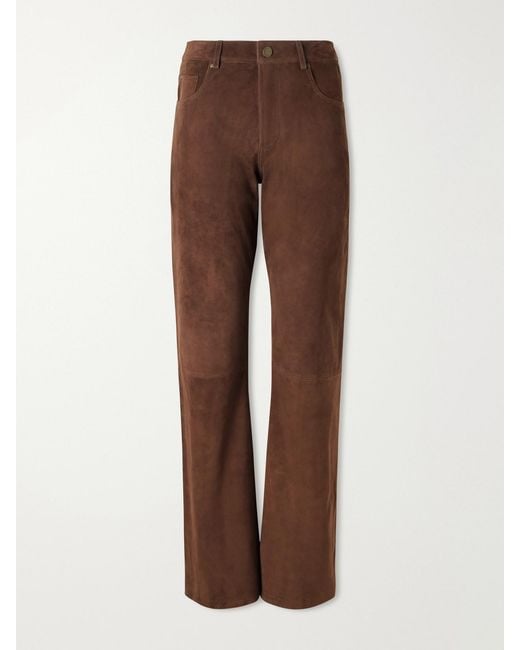 Arma Brown Jean Suede Straight-Leg Pants