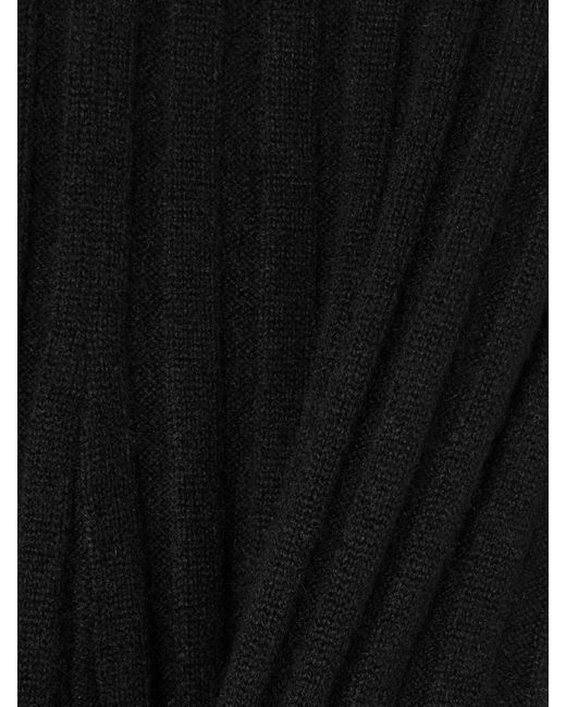 The Elder Statesman Black Diana Cropped Ribbed Cashmere Leggings