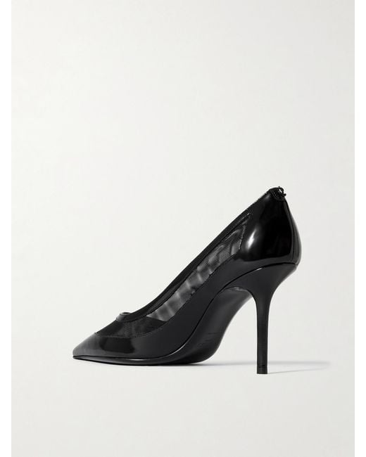 Jimmy Choo Black Love 85 Mesh-Trimmed Patent-Leather Pumps