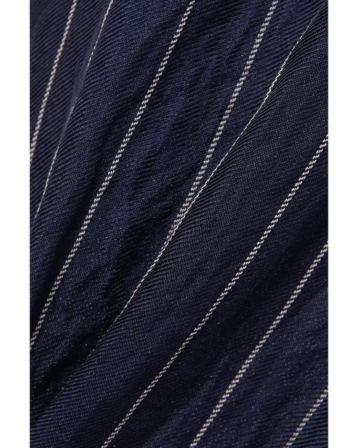 Lafayette 148 New York Blue Sullivan Pinstriped Metallic Twill Straight-Leg Pants