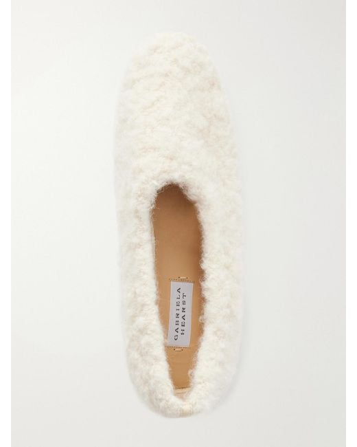 Gabriela Hearst Natural Fleur Leather-Trimmed Shearling Ballet Flats