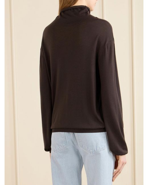Khaite Brown Annette Merino Wool Turtleneck Sweater
