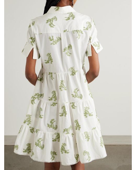 Mini-Robe En Coton À Fil Coupé, Fronces Et Broderies Erdem en coloris Natural