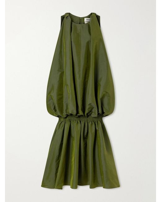 Christopher John Rogers Green Jellyfish Gathered Silk-Taffeta Gown