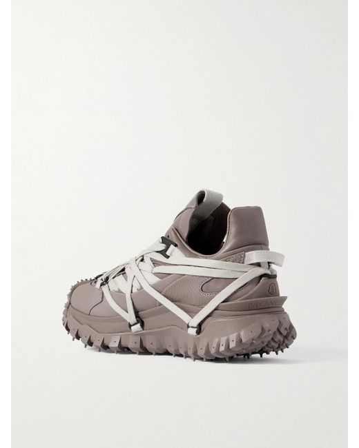Rick Owens Gray Moncler Trailgrip Megalace Leather-Trimmed Canvas Sneakers