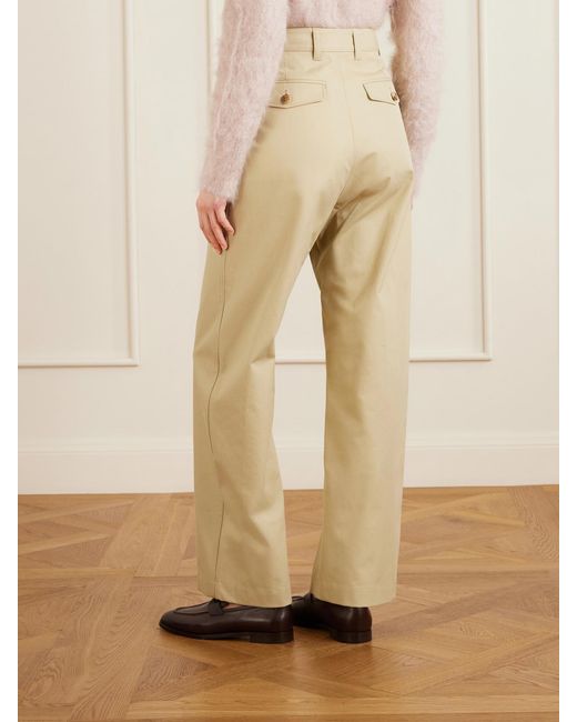 Loro Piana Natural Yoko Cropped Cotton-Poplin Pants