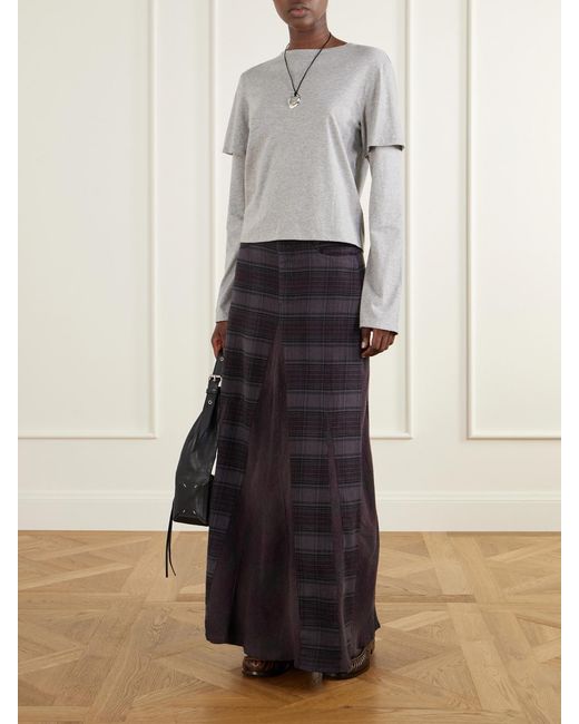 Our Legacy Purple Rebel Checked Cotton-Flannel Midi Skirt