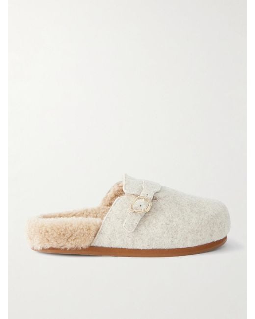 Ancient Greek Sandals White Vasilitsa Shearling-Lined Felt Slippers