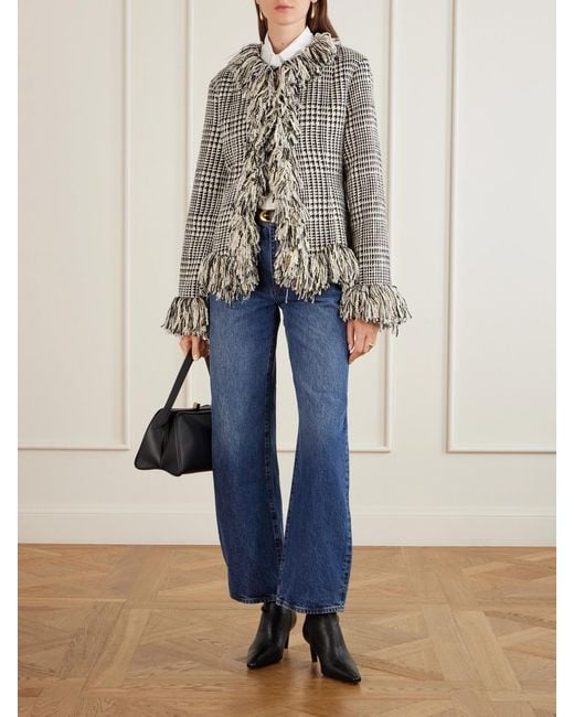 LIBEROWE Black Banker Fringed Cotton-Blend Tweed Jacket