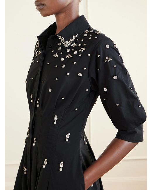 Jonathan Simkhai Black Jazz Embellished Cotton-Blend Poplin Shirt Dress