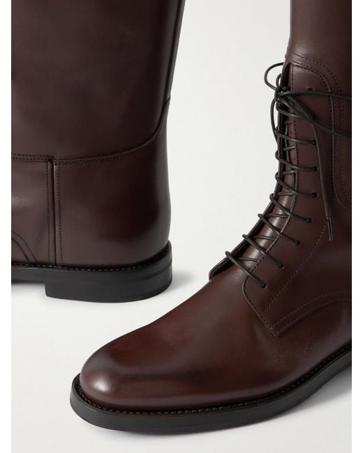 Church's Brown Leather Lace-Up Knee Boots
