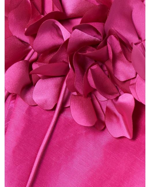 Aje. Pink Camille One-Shoulder Appliquéd Satin-Trimmed Linen-Blend Mini Dress