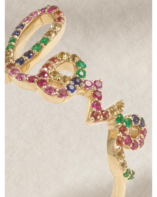 Sydney Evan Metallic Large Love 14-Karat Multi-Stone Ring