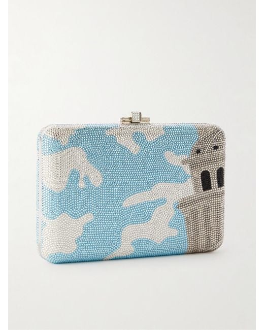 Judith Leiber Red London Big Ben And Telephone Box Silberfarbene Clutch Mit Kristallen